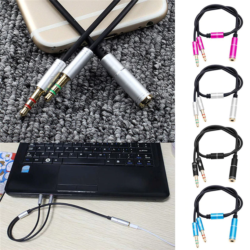 Cable Adaptador 3.5mm 1 Jack 2 Plug negro - Imagen 5