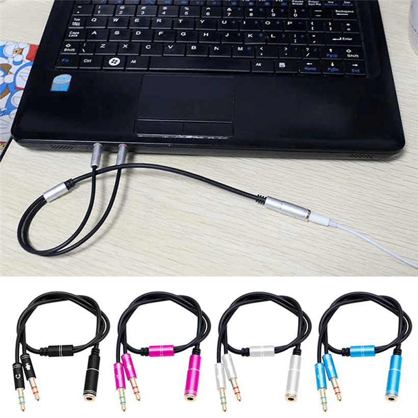 Cable Adaptador 3.5mm 1 Jack 2 Plug negro - Imagen 2