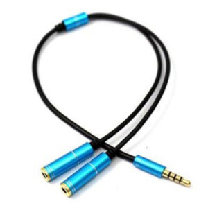 Cable Adaptador 3.5mm 2 Jack 1 Plug gamer mic fonos azul